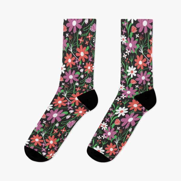 Item preview, Boho Bright Spring Flowers on Black designed and sold by VintageStyle.