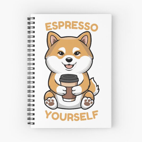 Item preview, Funny cute Shiba inu drinking coffee espresso cartoon design designed and sold by GraphicDream.