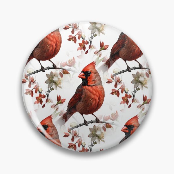 Item preview, A Red Cardinal Bird Surrounded by Cornus florida Flowers Pattern designed and sold by taiche.