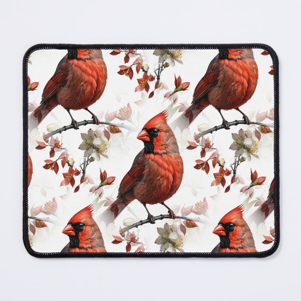 Item preview, A Red Cardinal Bird Surrounded by Cornus florida Flowers Pattern designed and sold by taiche.