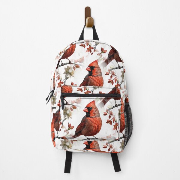Item preview, A Red Cardinal Bird Surrounded by Cornus florida Flowers Pattern designed and sold by taiche.