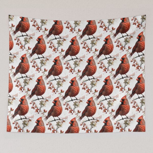 Item preview, A Red Cardinal Bird Surrounded by Cornus florida Flowers Pattern designed and sold by taiche.