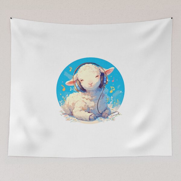 Item preview, Cute Lamb Listening to music // Loving Lamb Animal // Sheep designed and sold by SMARTKIT  DESIGNAGENCY.