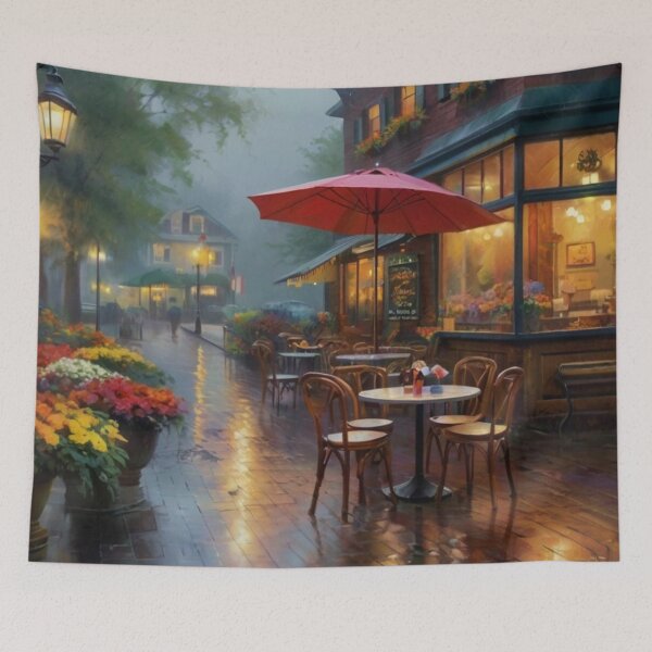 Item preview, Umbrella Street Café in the Rain designed and sold by BlareBlare.