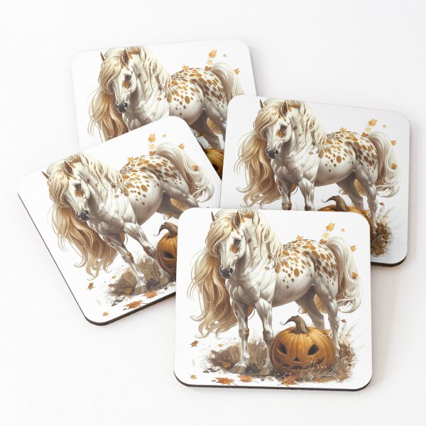 Item preview, A snow white horse with pumpkins. Arabian horse lover designed and sold by Anastasiia Yurevych.