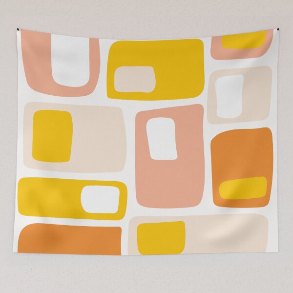 Item preview, Mid Century Funky Geometric Shapes Orange, Peach and Yellow designed and sold by trdstudio.