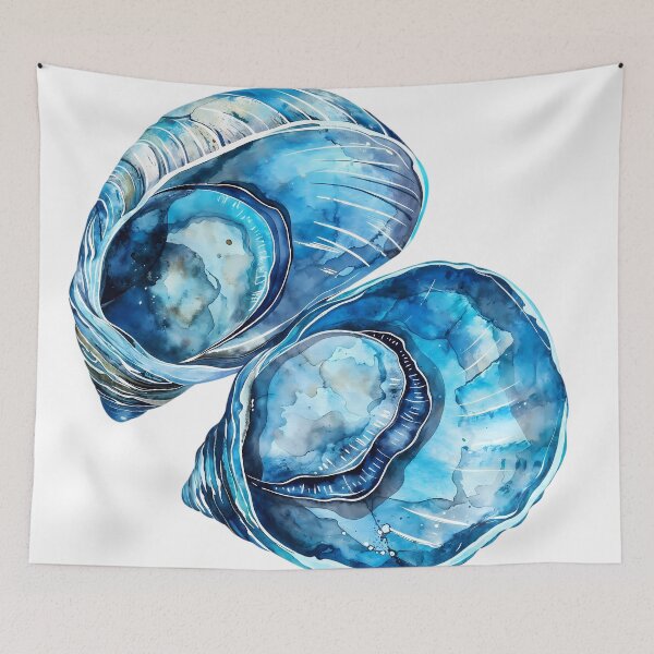 Item preview, Blue sea shell. Watercolor sea shells sticker designed and sold by Anastasiia Yurevych.