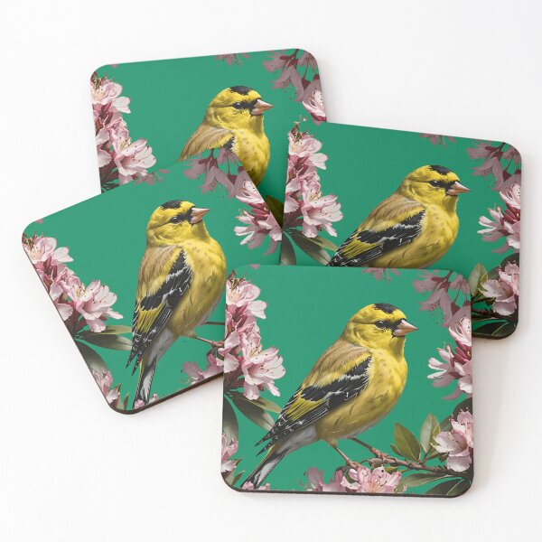 Item preview, An  American Goldfinch Surrounded By Rhododendron Flowers designed and sold by taiche.