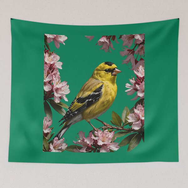 Item preview, An  American Goldfinch Surrounded By Rhododendron Flowers designed and sold by taiche.