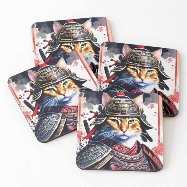 Item preview, samurai cat portrait designed and sold by redmoon64.