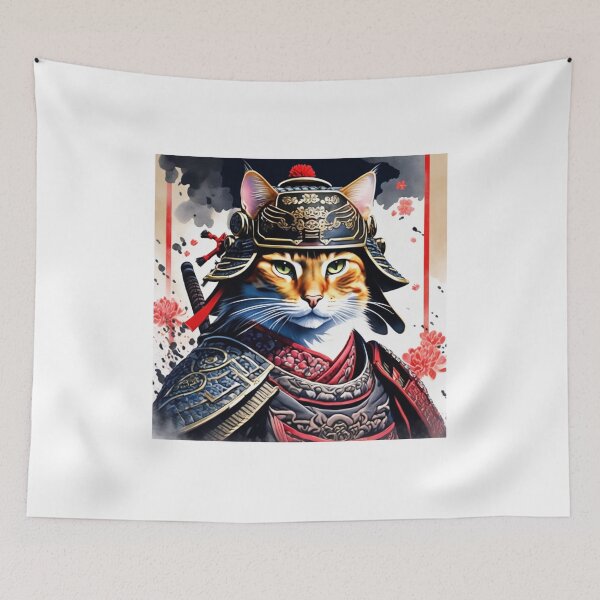 Item preview, samurai cat portrait designed and sold by redmoon64.