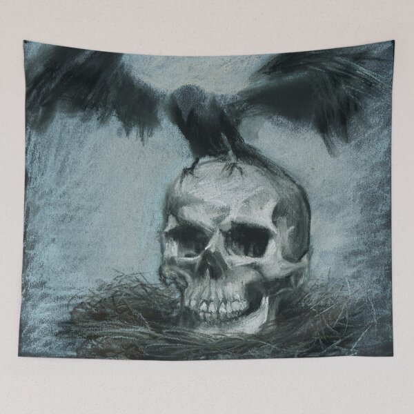 Item preview, Creepy Cute Skull With Raven Gothic Drawing designed and sold by Dariia Zhyrova.