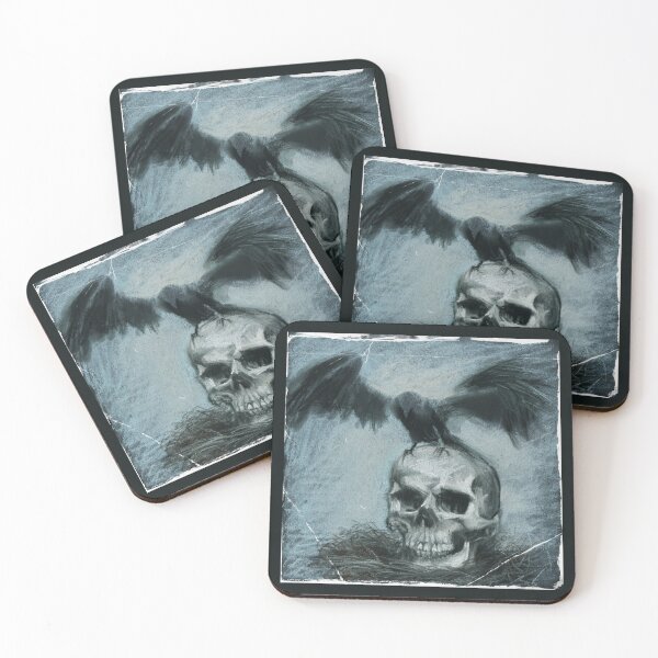 Item preview, Creepy Cute Skull With Raven Gothic Drawing designed and sold by Dariia Zhyrova.