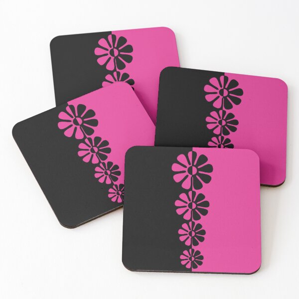 Item preview, 1960's Bold Retro Mod Flowers in Pink and Black designed and sold by MellowCat.
