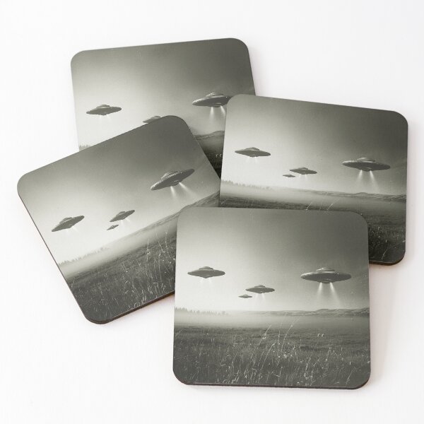 Item preview, UFO Flying Saucers at grass field Photo Art designed and sold by redstar19.