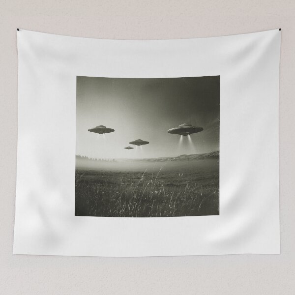 Item preview, UFO Flying Saucers at grass field Photo Art designed and sold by redstar19.