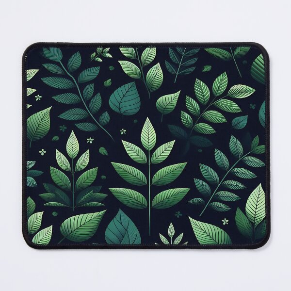 Item preview, various green leaves on black background designed and sold by bernhagen.