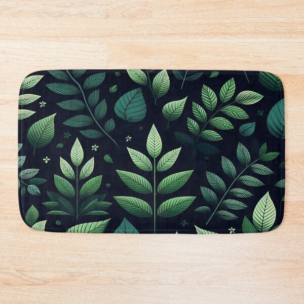 Item preview, various green leaves on black background designed and sold by bernhagen.