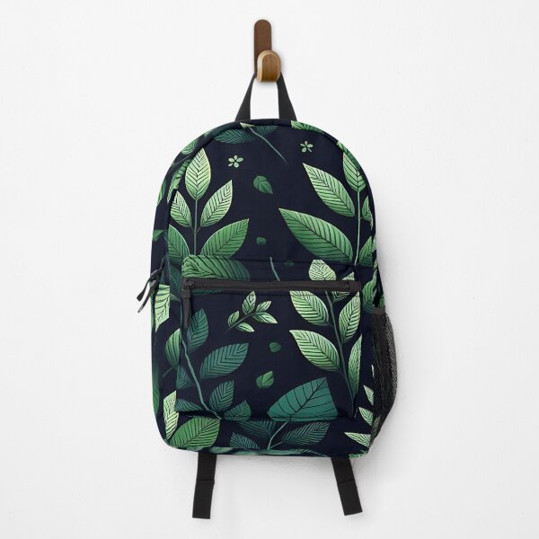 Item preview, various green leaves on black background designed and sold by bernhagen.