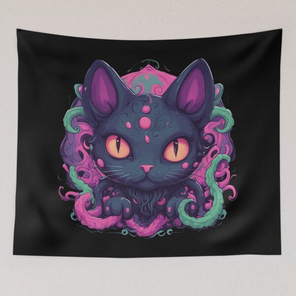 Item preview, Cathulhu, Lovecraftian Cat, Pink Tentacles, Kawaii Cute designed and sold by Burn-Ego.