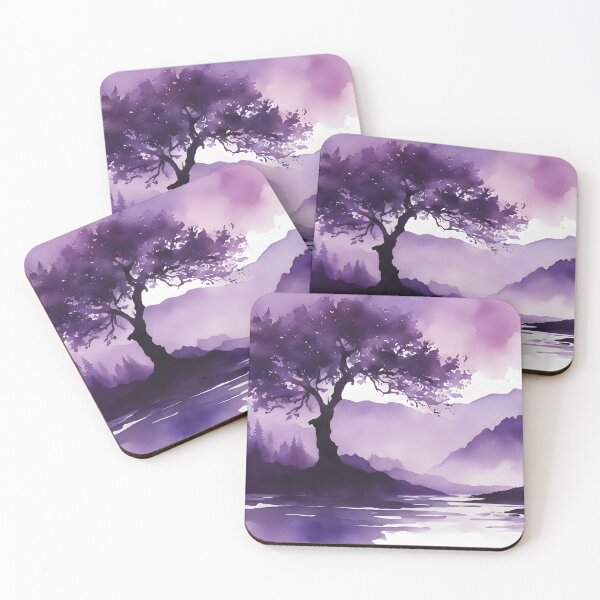 Item preview, Purple Silhouette Tree and Mountains designed and sold by CalmnessbyChoice.