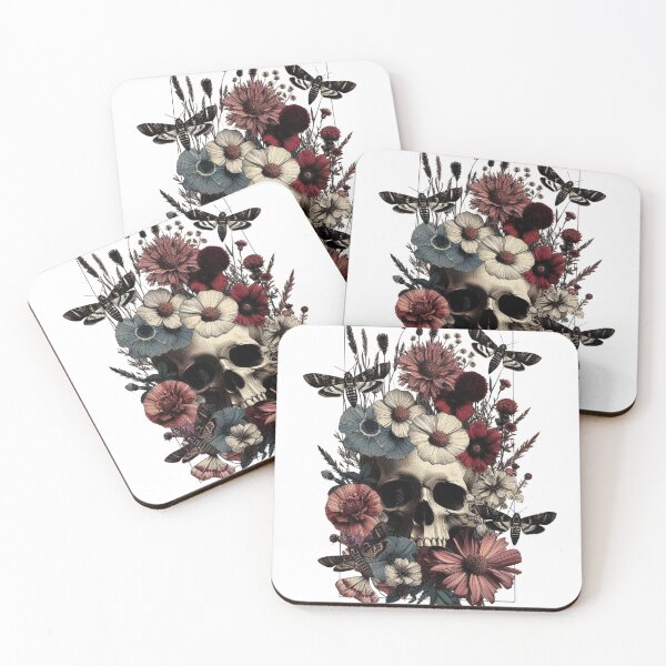 Item preview, Vintage Skull and Botanicals Illustration - Unique Gothic Artwork designed and sold by MiszungART.
