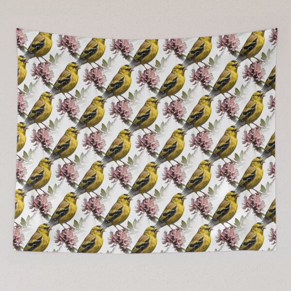 Item preview, An  American Goldfinch Surrounded By Rhododendron Flowers Pattern designed and sold by taiche.