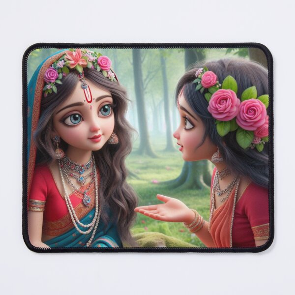 Item preview, Beautiful Radha Rani Talking with Friend about Krishna designed and sold by VrindaArts.