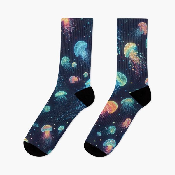Item preview, Bioluminescent Rainbow Jellyfish Pattern designed and sold by asbno19.