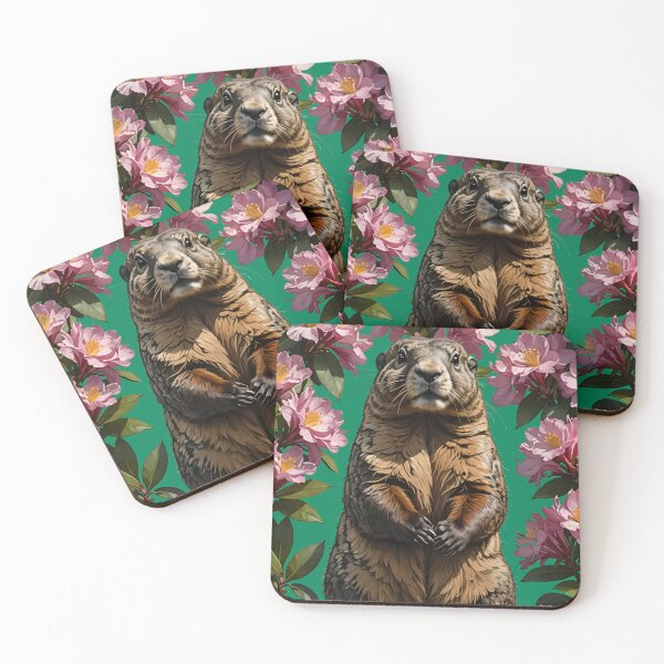 Item preview, An Olympic Marmot Surrounded By Rhododendron Flowers designed and sold by taiche.