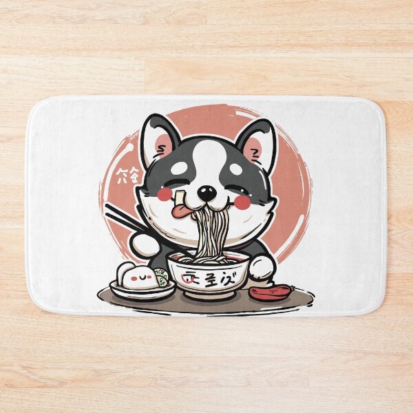 Item preview, cute kawaii dog eating ramen  designed and sold by Teemajestic.