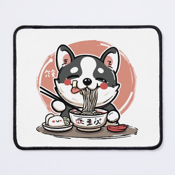 Item preview, cute kawaii dog eating ramen  designed and sold by Teemajestic.