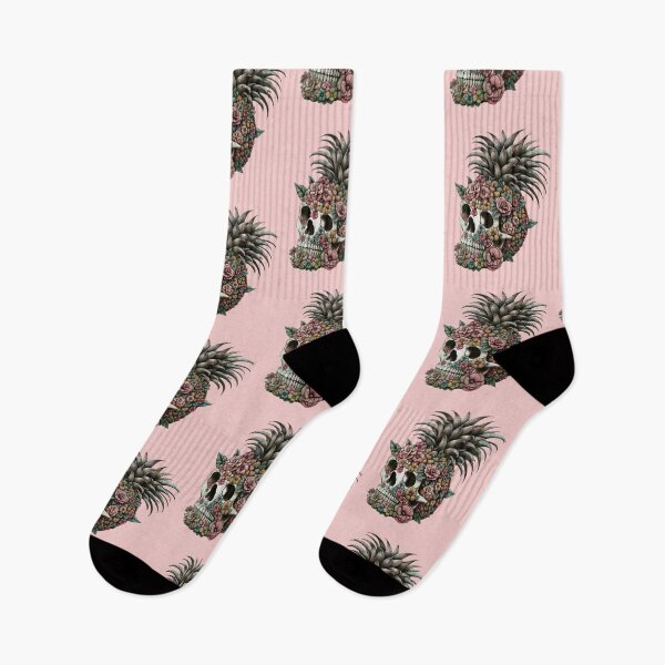 Item preview, Flower Shape Skull Tropical Summer Fruit Print, grunge sugar skull,Skull Pineapple, fruit summer Retro style designed and sold by Collagedream.