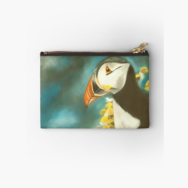 Item preview, Puffin with yellow flowers designed and sold by Artbyjanehicks.