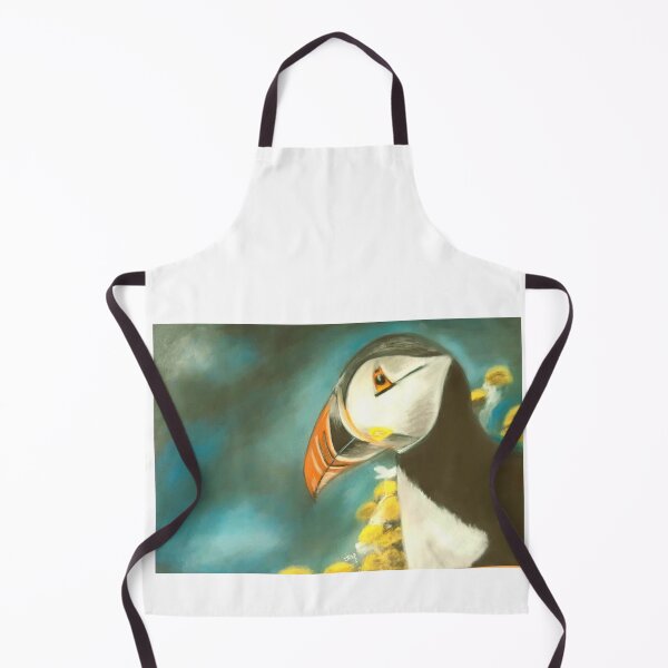 Item preview, Puffin with yellow flowers designed and sold by Artbyjanehicks.