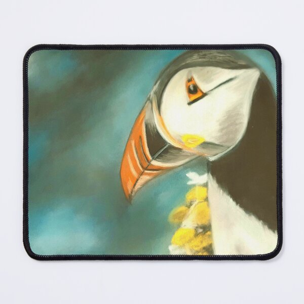 Item preview, Puffin with yellow flowers designed and sold by Artbyjanehicks.