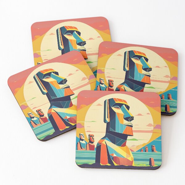 Item preview, Vintage Minimalist Easter Island Travel Poster in Bauhaus Style designed and sold by pod24.