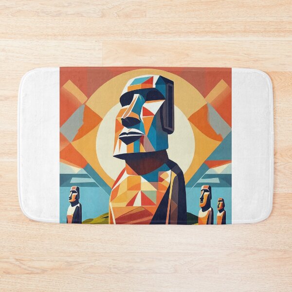 Item preview, Retro Minimalist Easter Island Travel Poster in Bauhaus Style designed and sold by pod24.