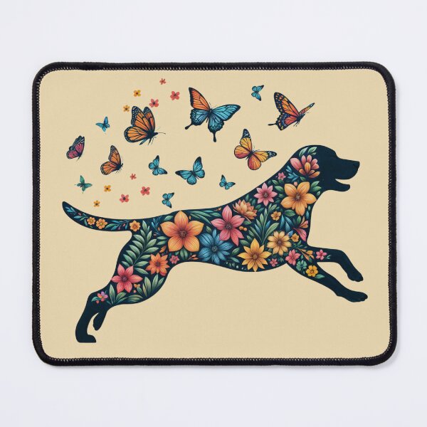 Item preview, Labrador retriever runner silhouette and colorful tropical flowers, labrador retriever lovers, gift for golden retriever lovers designed and sold by Collagedream.