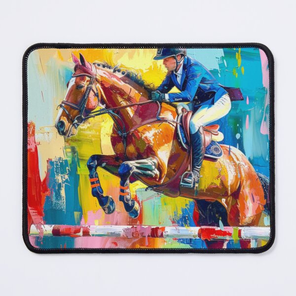 Item preview, Abstract horse rider jumping fence Active Outdoors Inspired Art designed and sold by CDC40.