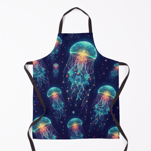 Item preview, Geometric Microcosm, Bioluminescent Rainbow Jellyfish Pattern designed and sold by asbno19.