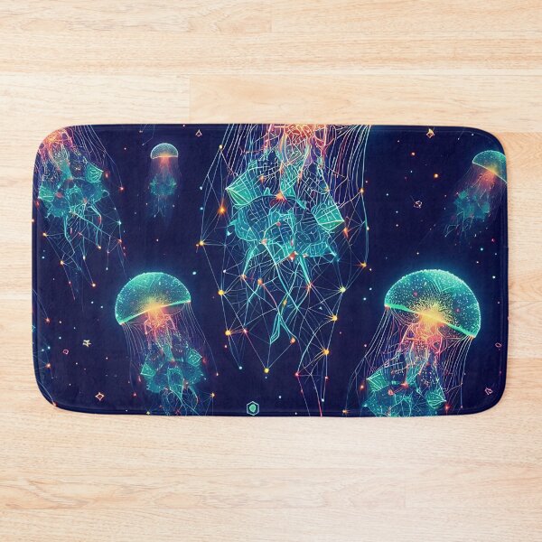 Item preview, Geometric Microcosm, Bioluminescent Rainbow Jellyfish Pattern designed and sold by asbno19.
