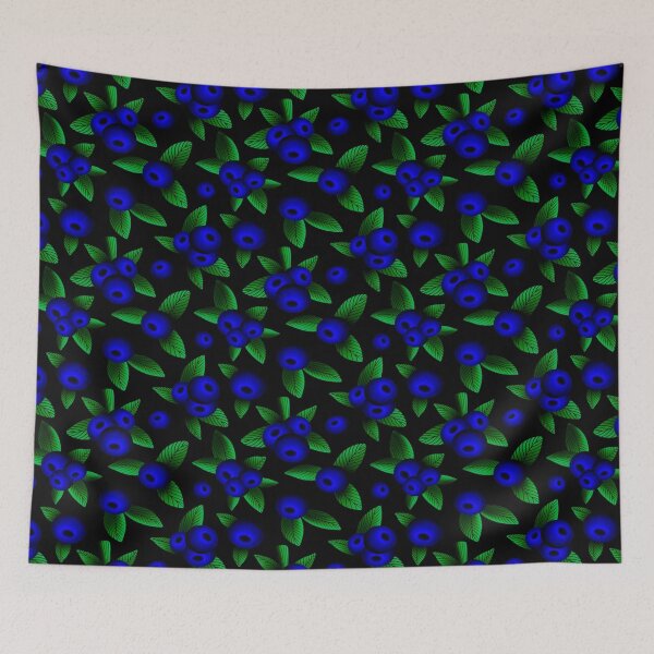 Item preview, Beautiful Blue Blackberries on Green Branches Pattern designed and sold by LMStudioDesigns.