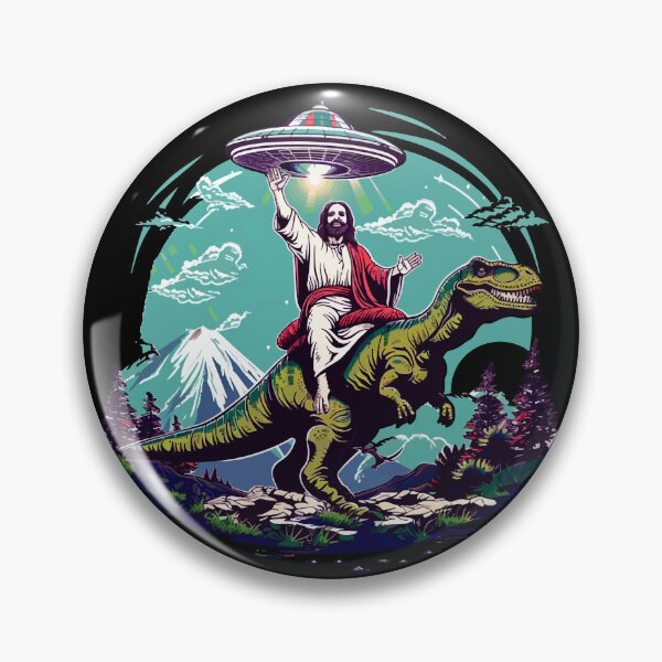 Item preview, Jesus Riding a T-Rex - Humorous Graphic designed and sold by Aurora-Solaris.