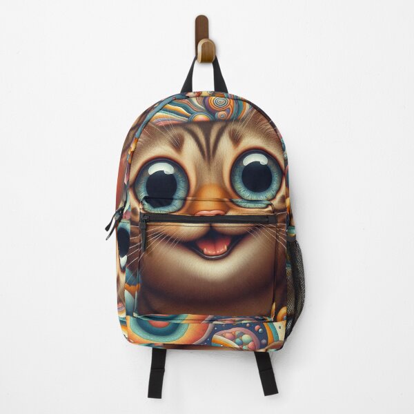 Item preview, surrealistic cat with happy eyes on a funny background designed and sold by freackly.