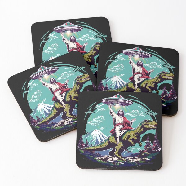 Item preview, Jesus Riding a T-Rex - Humorous Graphic designed and sold by Aurora-Solaris.