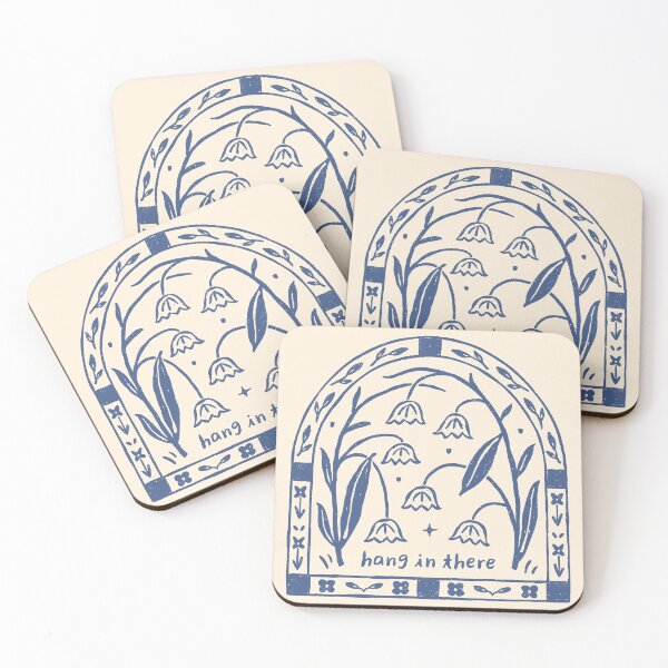 Item preview, Hang in There - Block Print Bluebells designed and sold by ohjessmarie.