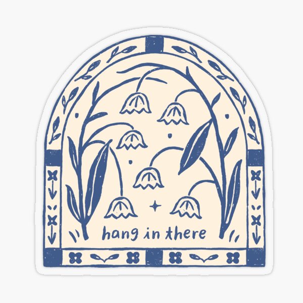 Item preview, Hang in There - Block Print Bluebells designed and sold by ohjessmarie.