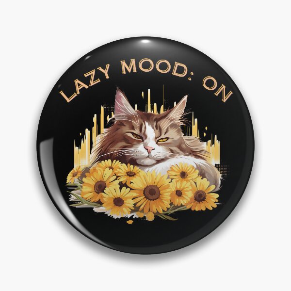 Item preview, Fluffy cat lazy mood summer yellow flowers designed and sold by MatysDesign.