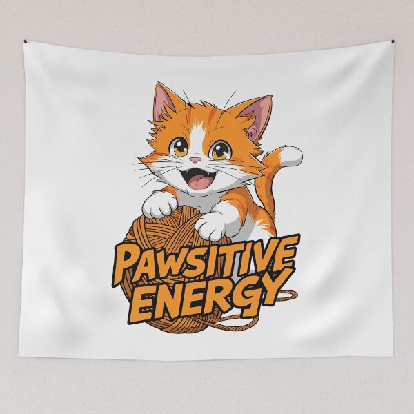 Item preview, Pawsitive Energy Cute Cat Design designed and sold by Quirky Shirts.